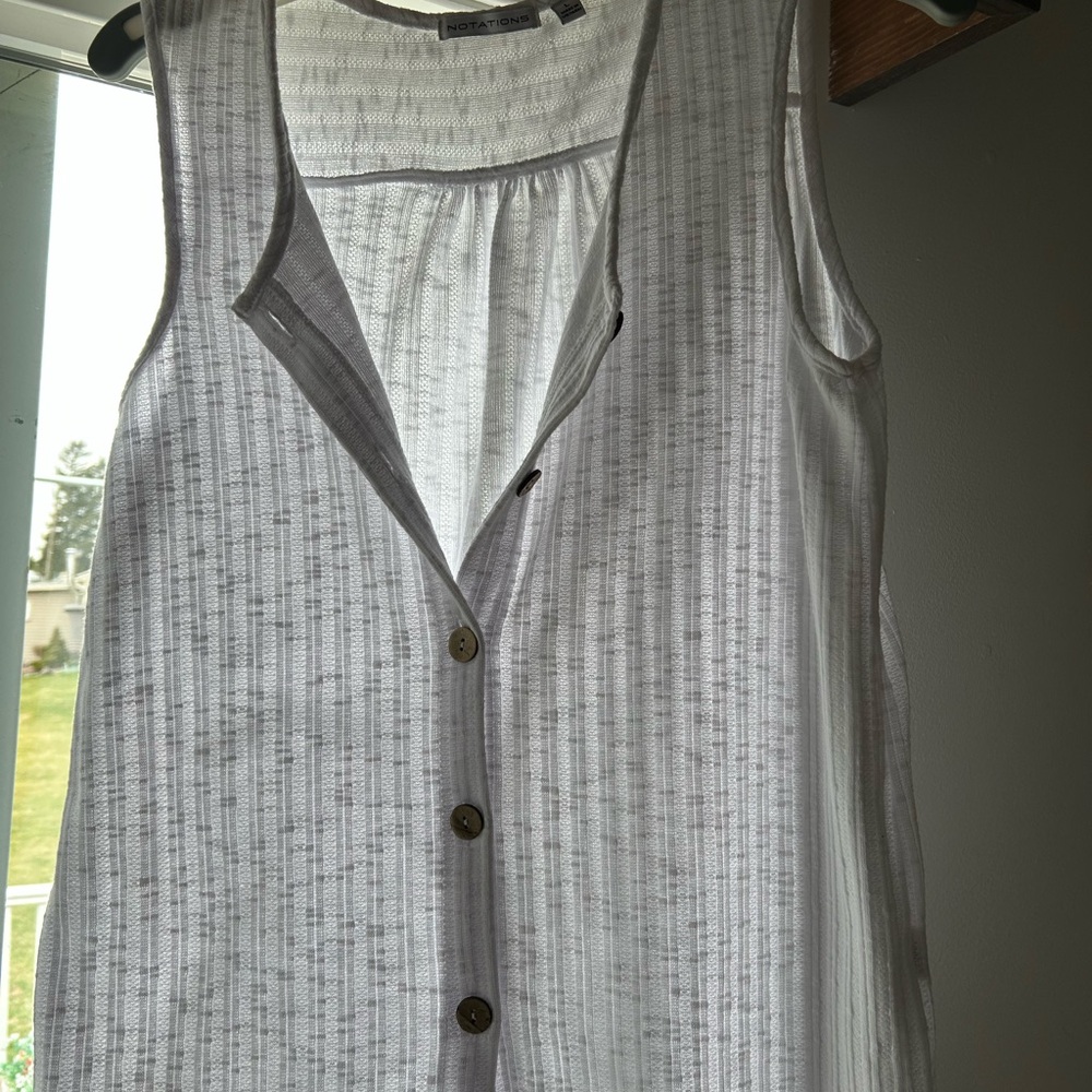 White Sleeveless Button-Up Top